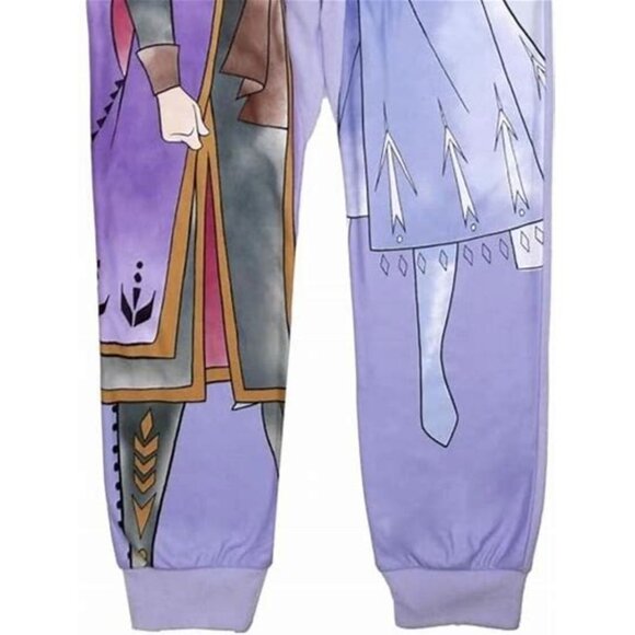 Disney Frozen II Little Girls' One-Piece Hooded Union Suit Pajama, Lilac-Sisters - Picture 3 of 3